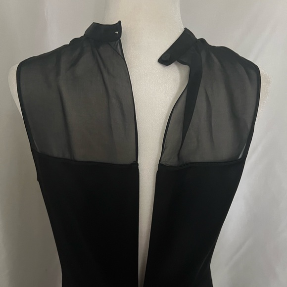 NWT Theory Black Soft Satin & Sheer Dress - Picture 8 of 12